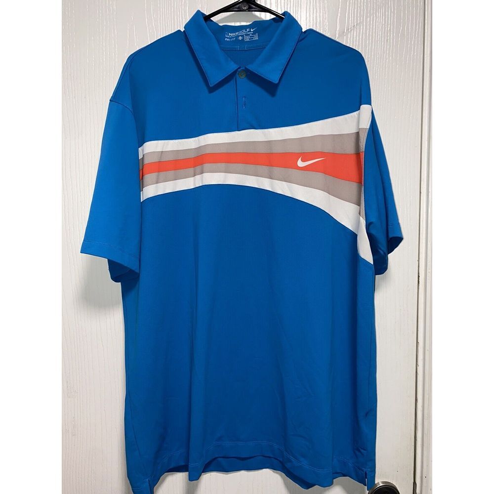 Nike Golf Dri-Fit Short Sleeve Polo Shirt‎ Men's Size XLarge Stretch Stripes